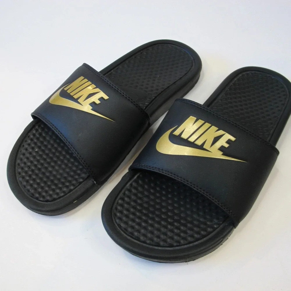 Nike Benassi JDI Slide Sandals Men's Size‎ 8 Black / Gold 343880 016
